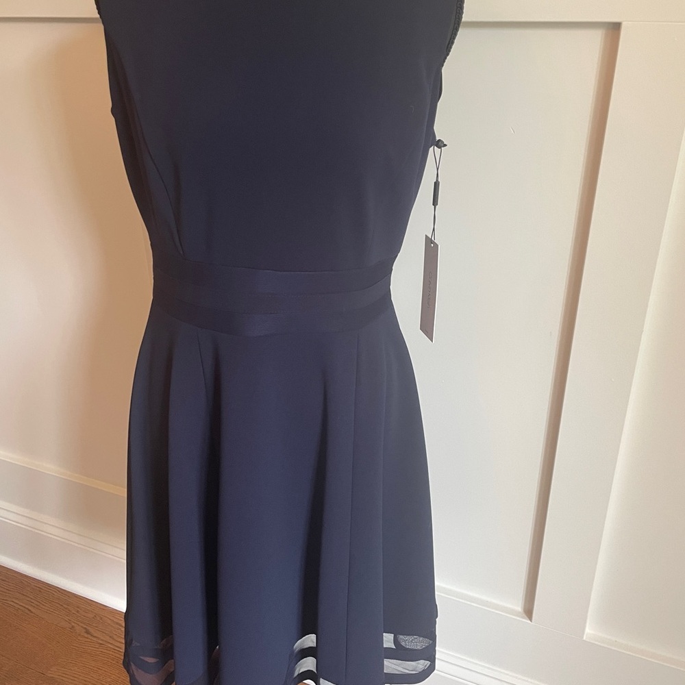 NWT  size 6 Calvin Klein Elegant Navy Blue Sleeveless Dress
